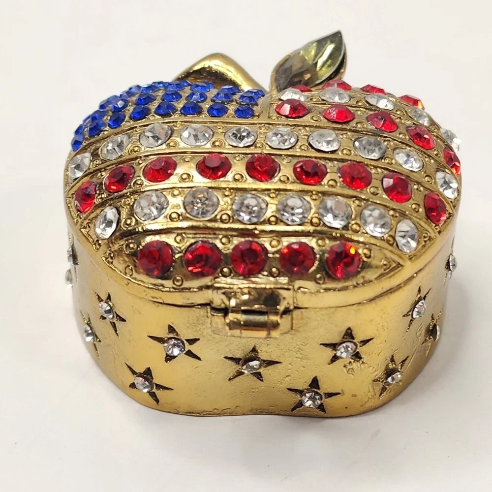 Art Form Objet d' Work of Art APPLE USA Patriotic Teacher Jeweled Trinket Box